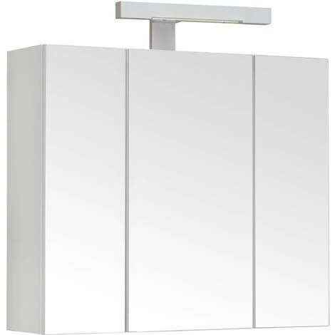 ALLIBERT Armoire De Toilette éclairante PIAN'O 60cm - 3 Portes Miroir éclairage LED Et Prise Blanc Mat - Blanc
