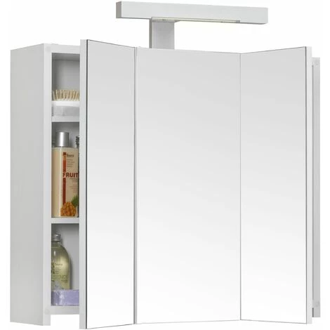 ALLIBERT Armoire De Toilette éclairante PIAN'O 60cm - 3 Portes Miroir éclairage LED Et Prise Blanc Mat - Blanc – Image 2