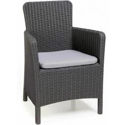 Allibert Fauteuil De Dinette TRENTON Aspect Tressé, Graphite Incl. Coussin D'assise