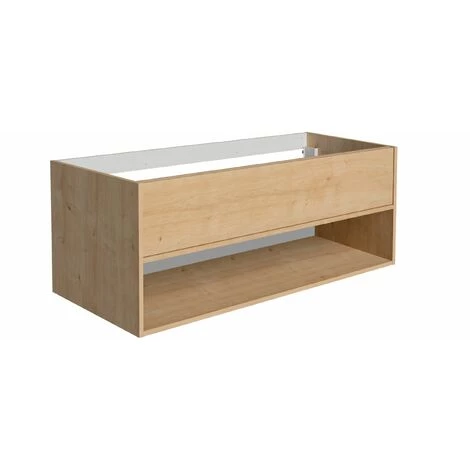 ALLIBERT Ensemble Meuble De Salle De Bain MARNY Chêne 2 Tiroirs 120cm + Plan Pour Vasque à Poser