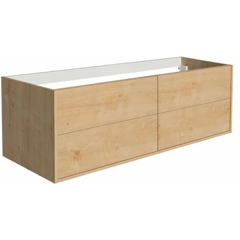 ALLIBERT Ensemble Meuble De Salle De Bain MARNY Chêne 4 Tiroirs 120cm + Plan Pour Vasque à Poser