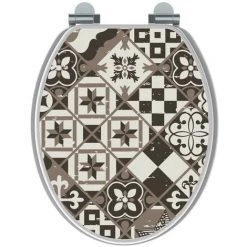 ALLIBERT ABATTANT BOIS COMPRESSE DECORE MOSAIK FREIN DE CHUTE 4.10KG