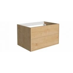 ALLIBERT Ensemble Meuble De Salle De Bain MARNY Chêne 2 Tiroirs 80 Cm + Plan Pour Vasque à Poser