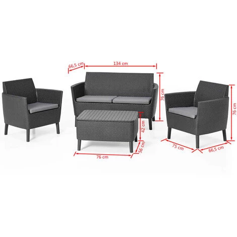 Jeu De Canapés De Jardin 8 Pcs Salemo Graphite 236629 Allibert - Gris – Image 3