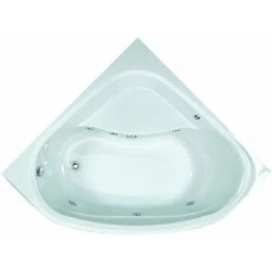 ALLIBERT Baignoire Balnéo D'angle LUCINA AQUAZEN 2 - Tablier Acrylique Inclus - 140x140 Cm - Blanc